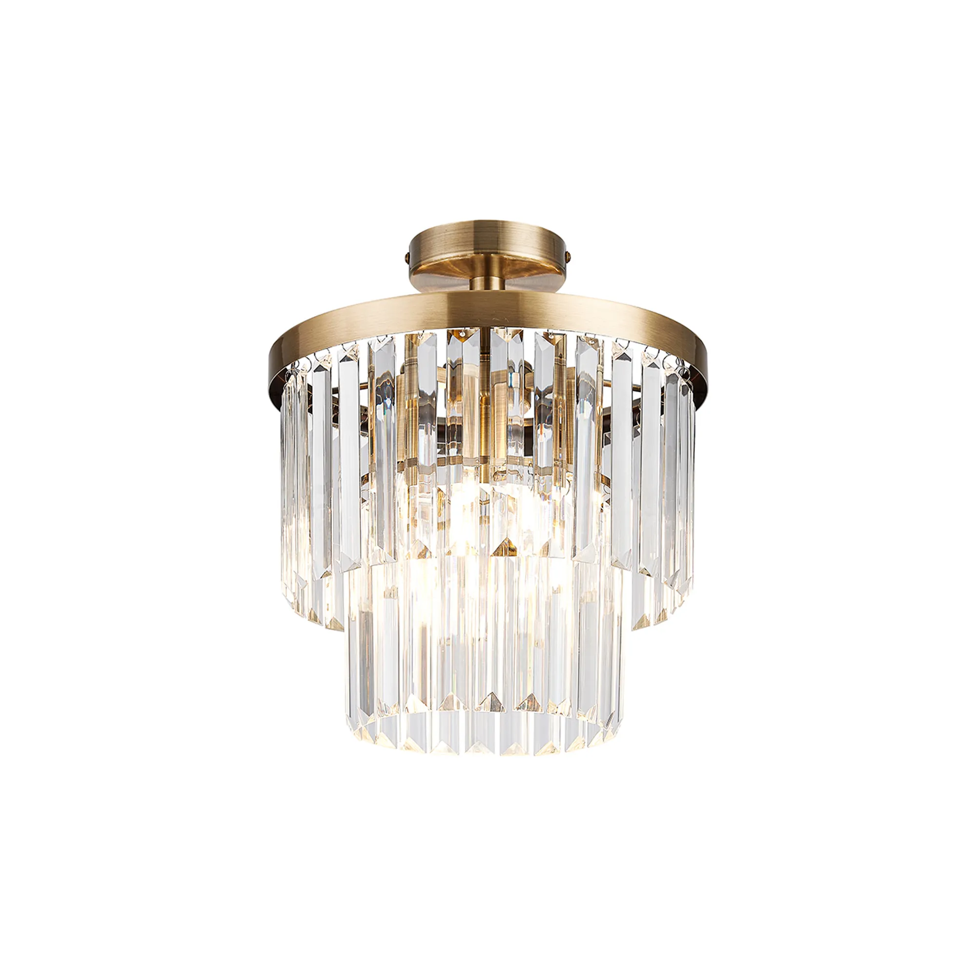 D0979AB  Cosette Semi Flush Ceiling, 3 Light E14, Antique Brass/Clear Crystal